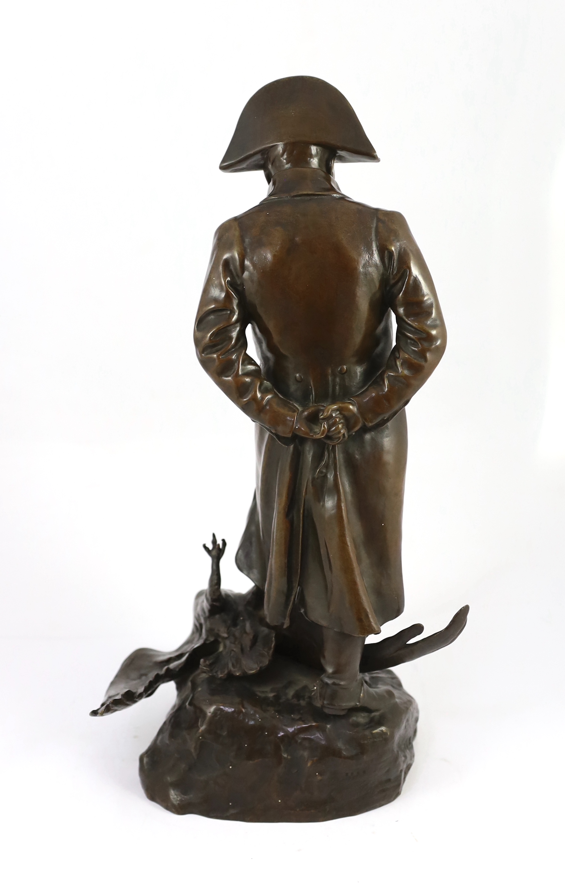 Marius-Jean-Antonin Mercié (French, 1845-1916). A bronze figure of Napoleon déchu, 50cm high